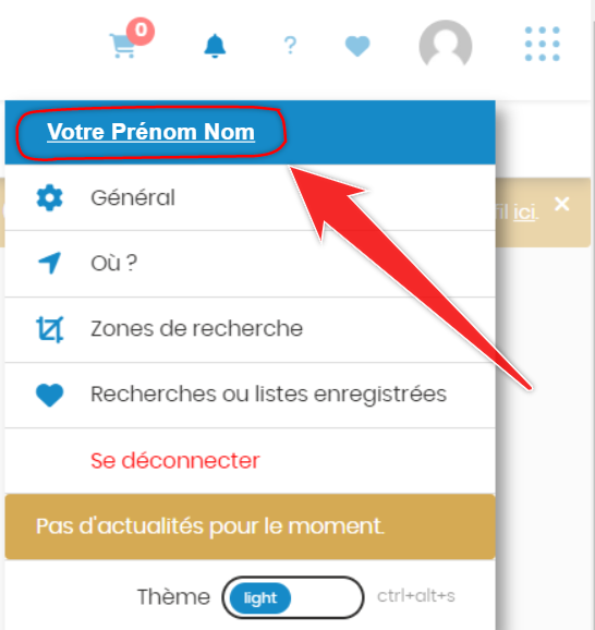 Accès au profil utilisateur