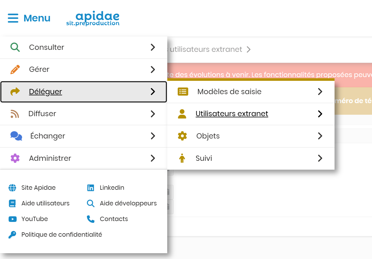 Module Déléguer dans Apidae