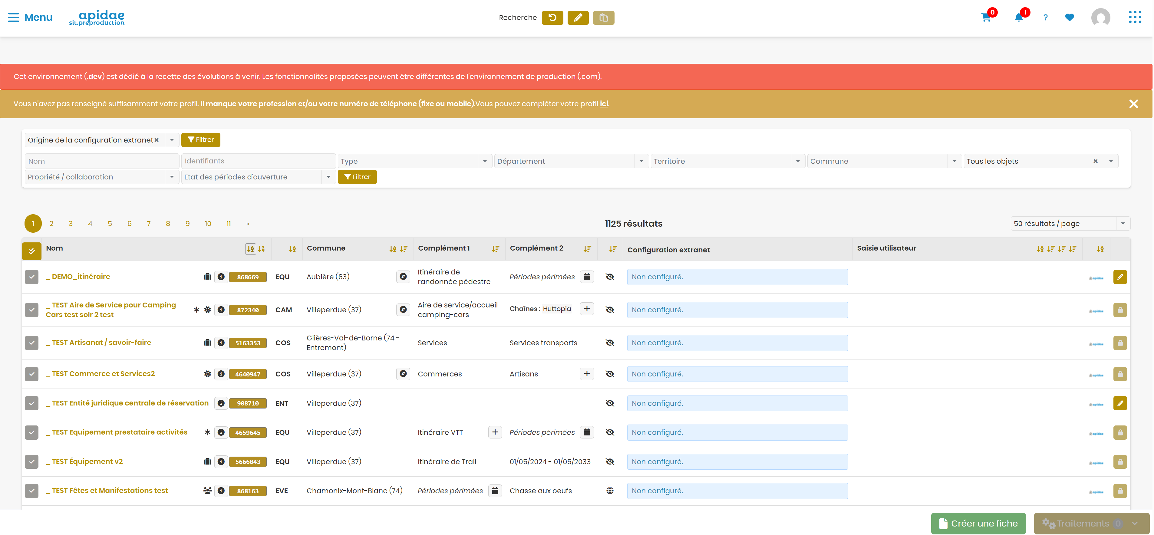 Objets mal configurés sans utilisateur