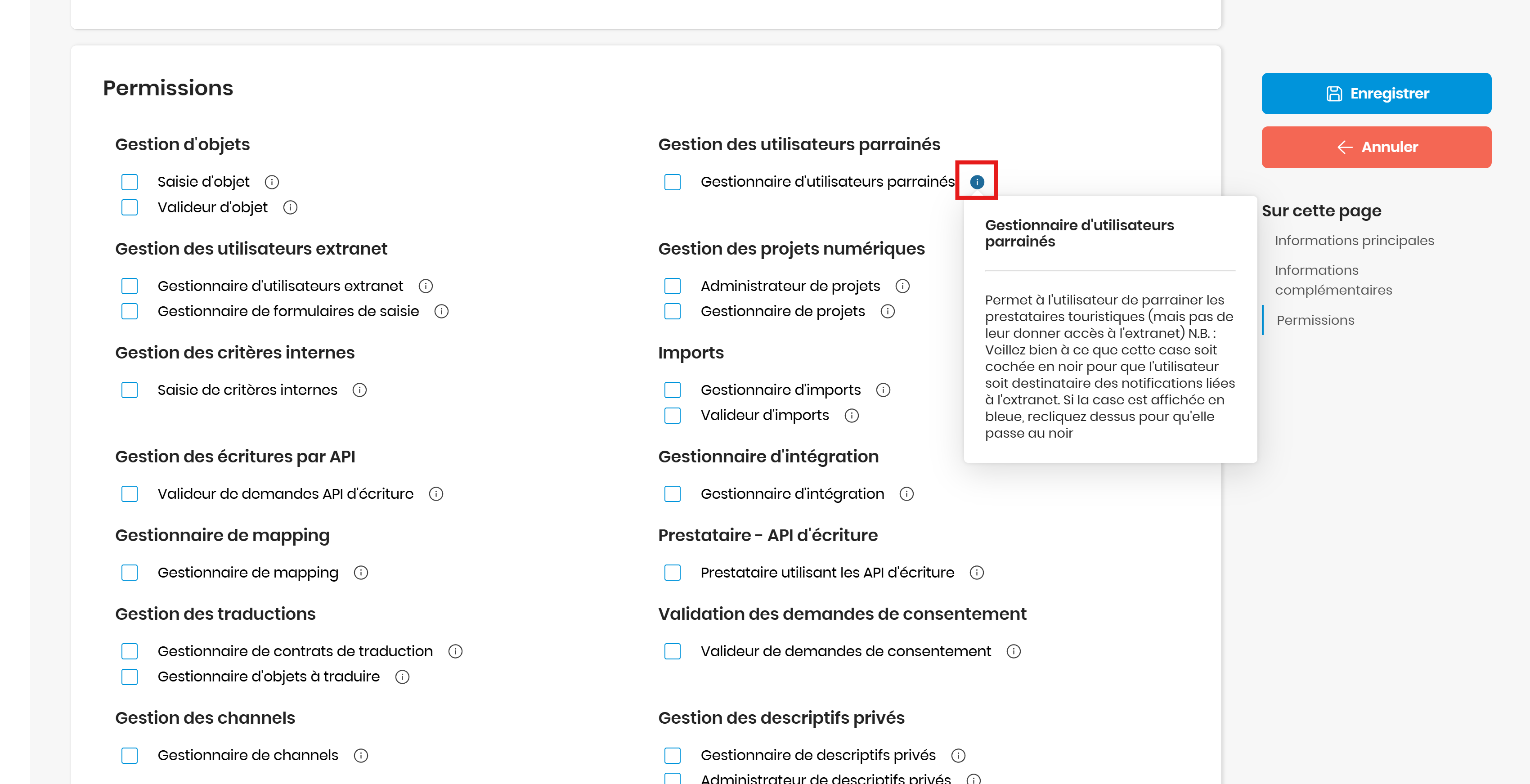 Aide sur les permissions