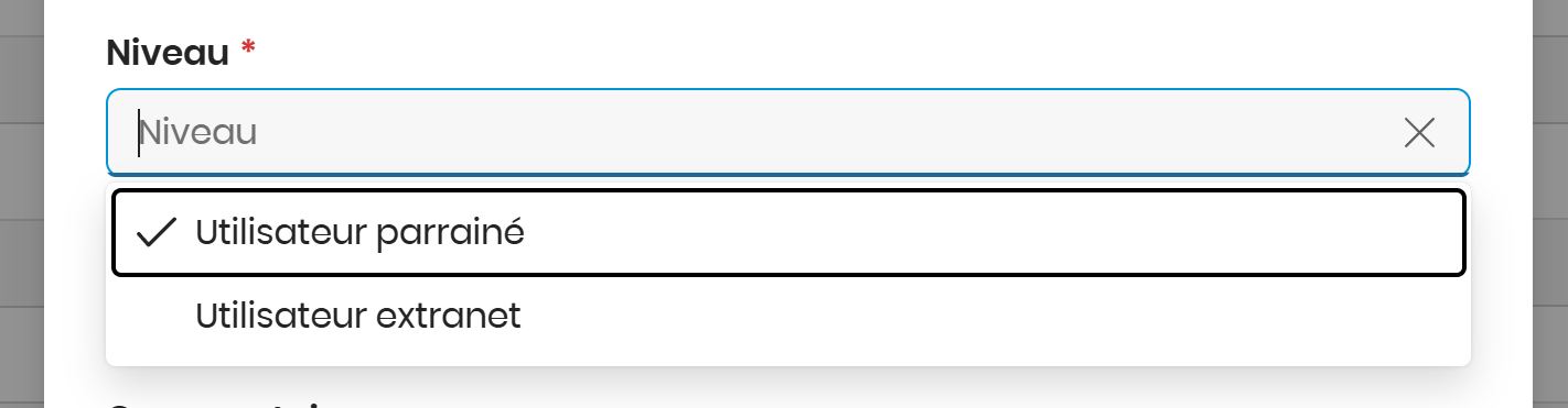 Champ entité de gestion